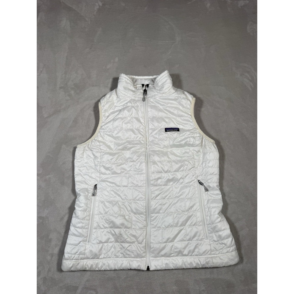 Patagonia Nano Puff Vest Womens Size Large White Outdoors Hiking